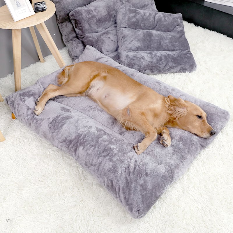 Long Warm Plush Dog Bed with Quilted Base - 4 Sizes