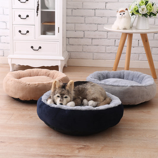 Thick Warm Round Pet Bed for Small Dogs and Cats