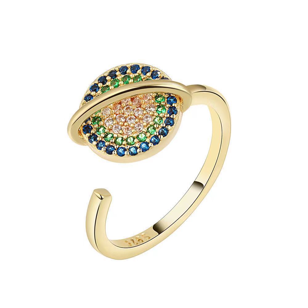 Copper Micro Inlay Sunflower Spinning Ring for Stress Relief